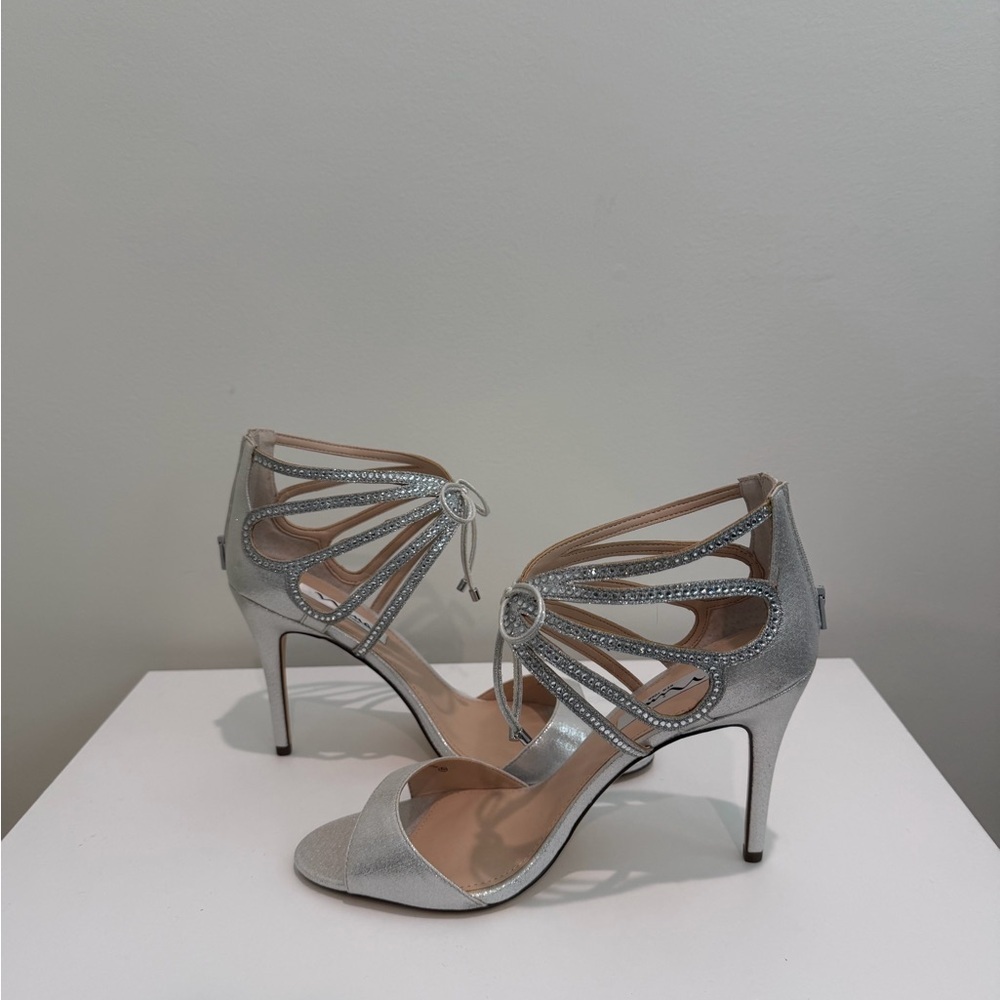 Nina Silver Strappy Heels- brand new in box